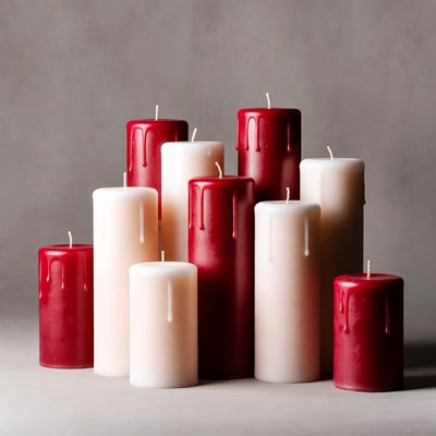Candle arrangement with red and white colors