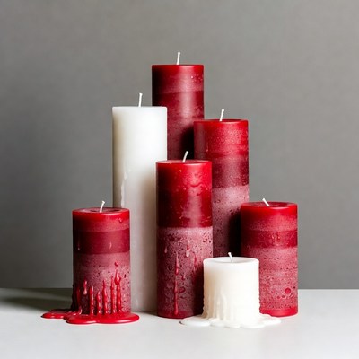 Red and white candles on display