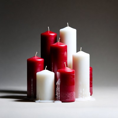 Candles in red and white arrangement