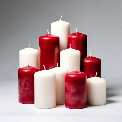 Candles arranged in a decorative display