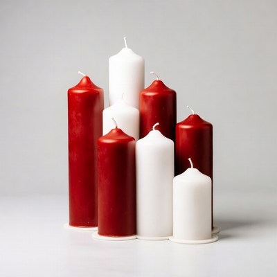 Arrangement of red and white candles