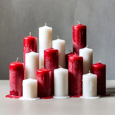 Group of candles on a table