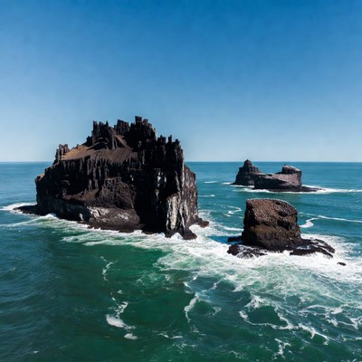 Rocky islands in ocean waters