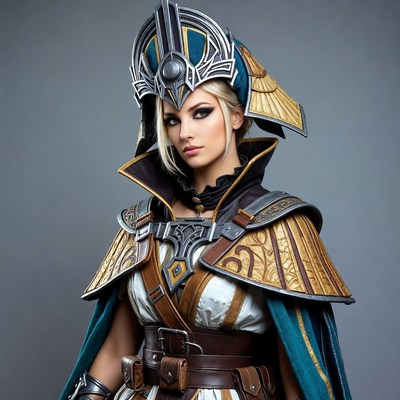 Woman in fantasy costume at studio