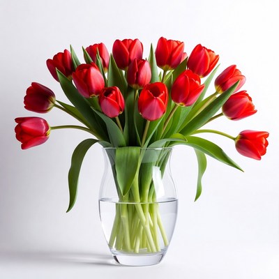 Red tulips in a vase