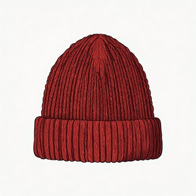 Knitted red hat design sketch