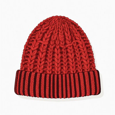 Warm knit hat on a white background