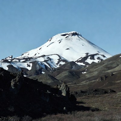 Snow covered mountain in clear weather