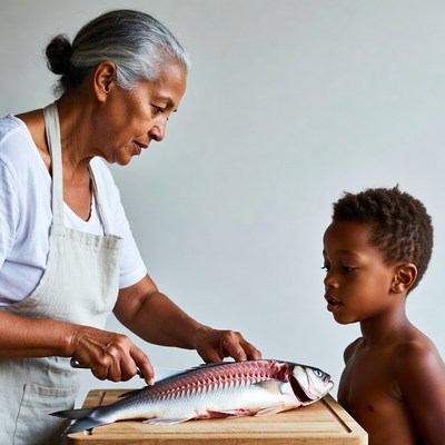 Learning to prepare fish together