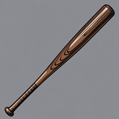 Wooden baseball bat against gray background