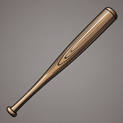 Wooden baseball bat on plain background