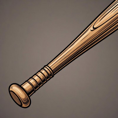 Wooden baseball bat close up view