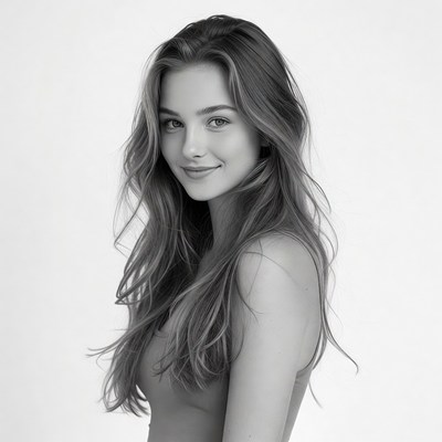 Smiling person with long hair