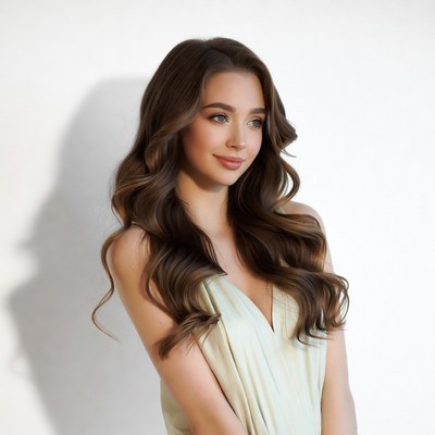 Girl with long hair in soft light