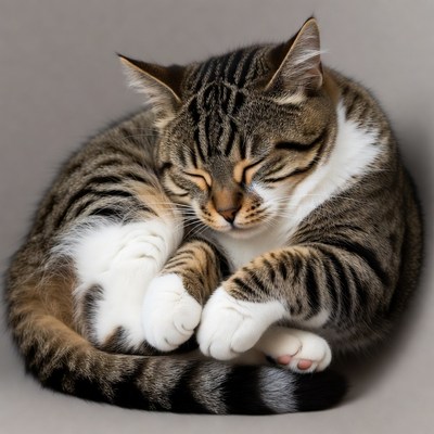 Cat sleeping in a cozy position