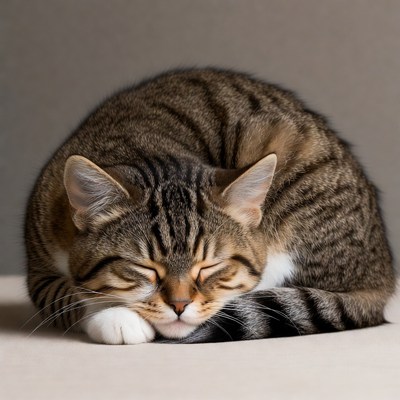 Cat sleeping on a soft surface