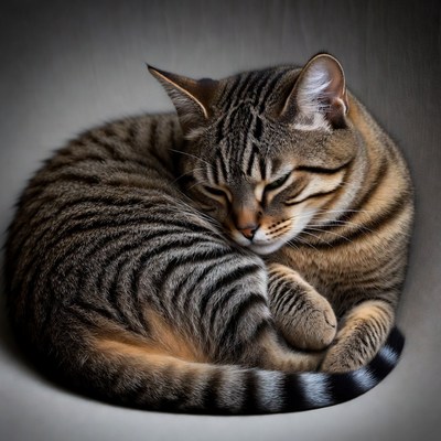 Cat sleeping in a curled position