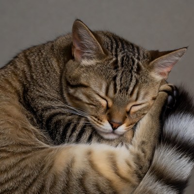 Cat resting in a cozy position