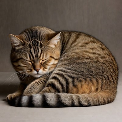 Cat resting on a flat surface