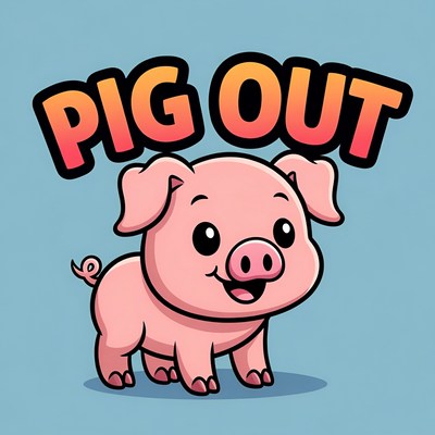 Cute pig character on blue background