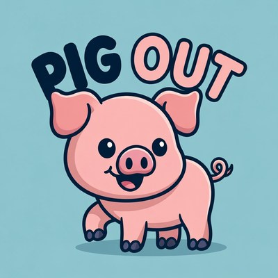 Cute pig cartoon with text