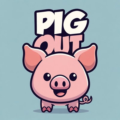 Pig with cheerful expression