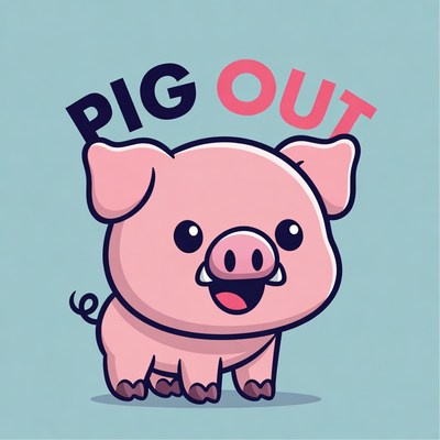 Cute pig character with text design