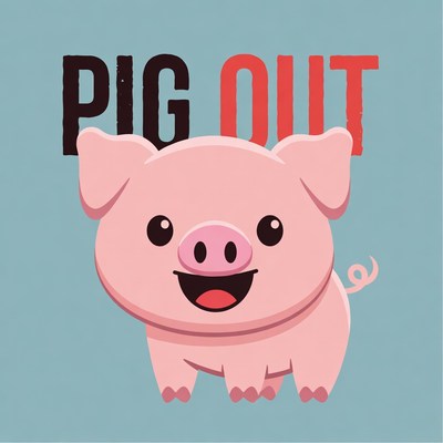 Cute pig character with text