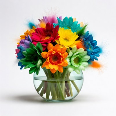 Bright flowers in a glass vase