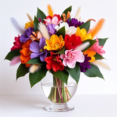 Colorful flower arrangement in vase