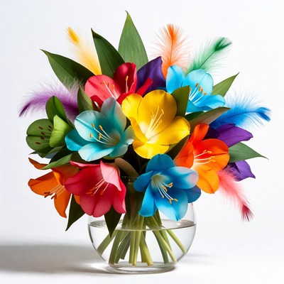 Bright flowers in a clear vase