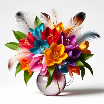 Colorful paper flowers in vase display