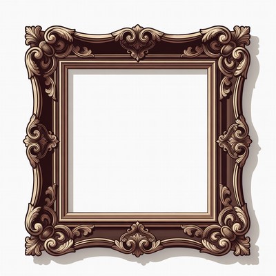Empty wooden frame with ornate design