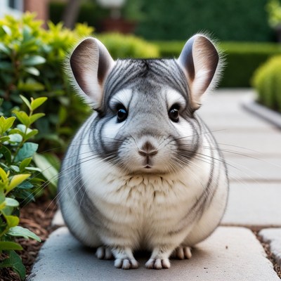 Chinchilla sitting on the path