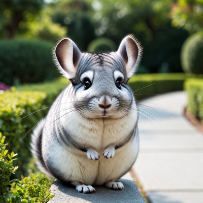 Chinchilla in the garden path