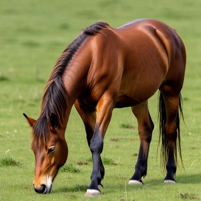 Horse grazing in open field