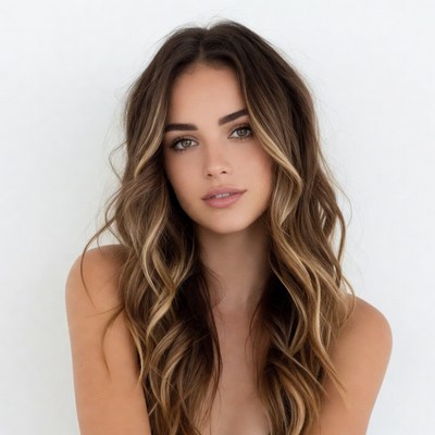 Woman with wavy hair in portrait