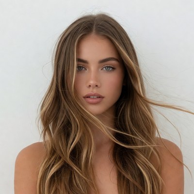 Girl with long hair poses for camera