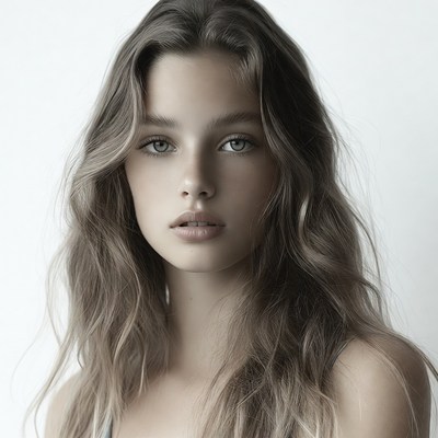 Young woman with long hair poses for camera