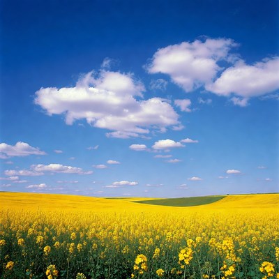 Yellow flowers in bright sky