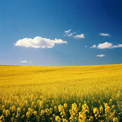 Bright yellow flowers under blue sky