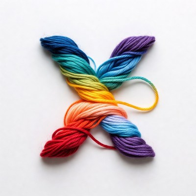 Colorful yarn shaped like letter x