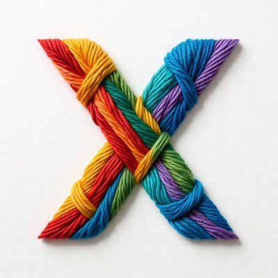 Colorful yarn craft in a letter shape