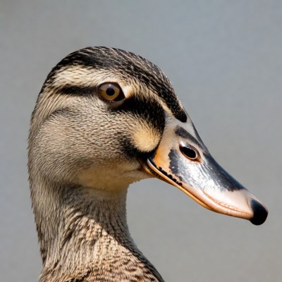 Duck head close up in natural light