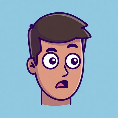 Surprised expression on a cartoon face