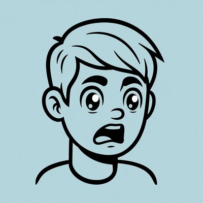 Boy shows surprise and fear