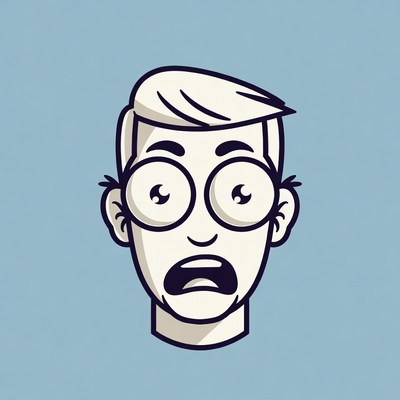 Surprised expression on cartoon face