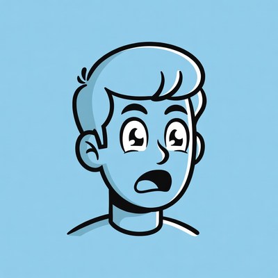 Surprised boy with blue background