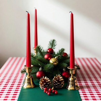 Christmas table decoration with candles