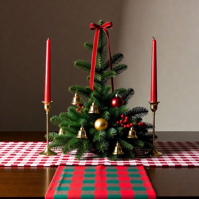 Christmas tree with candles and bells